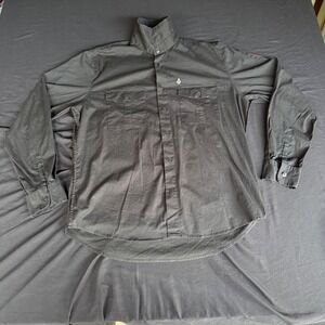 Volcom Stone Mens Tailored Shirt Medium Black Long Sleeve Button Down Scout M